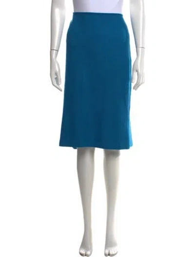 Pre-owned St John Tweed Pattern Midi Length Skirt In Blue