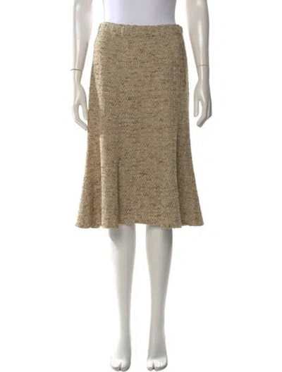 Pre-owned St John Tweed Pattern Midi Length Skirt In Neutral