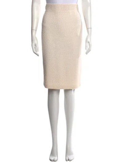 Pre-owned St John Tweed Pattern Midi Length Skirt In Neutral