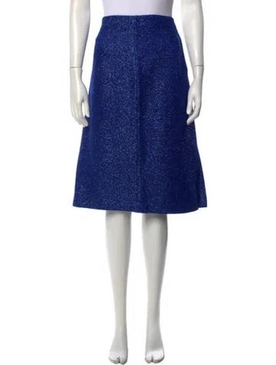 Pre-owned St John Tweed Pattern Midi Length Skirt W/ Tags In Blue/metallic