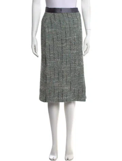 Pre-owned St John Tweed Pattern Midi Length Skirt W/ Tags In Gray