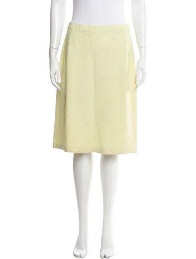 Pre-owned St John Tweed Pattern Midi Length Skirt In Yellow