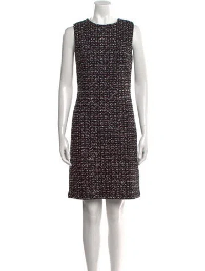 Pre-owned St John Tweed Pattern Mini Dress In Black