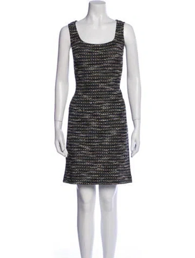 Pre-owned St John Tweed Pattern Mini Dress In Black