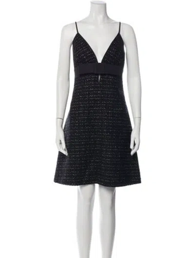 Pre-owned St John Tweed Pattern Mini Dress In Black/blue