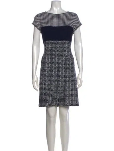 Pre-owned St John Tweed Pattern Mini Dress In Blue