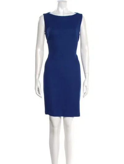 Pre-owned St John Tweed Pattern Mini Dress In Blue