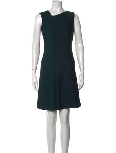 Pre-owned St John Tweed Pattern Mini Dress In Blue