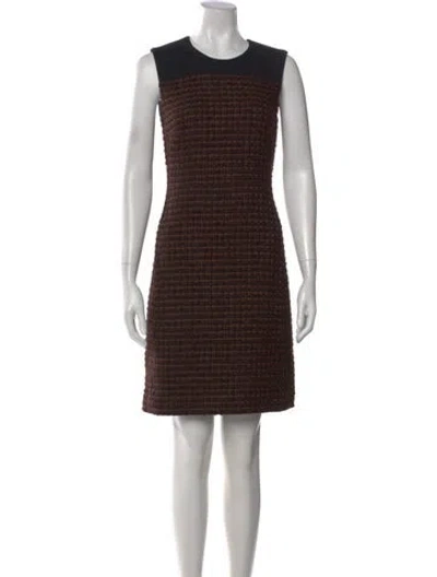 Pre-owned St John Tweed Pattern Mini Dress In Brown