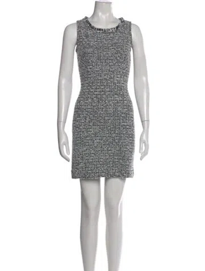 Pre-owned St John Tweed Pattern Mini Dress In Gray