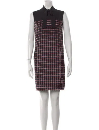 Pre-owned St John Tweed Pattern Mini Dress In Multi