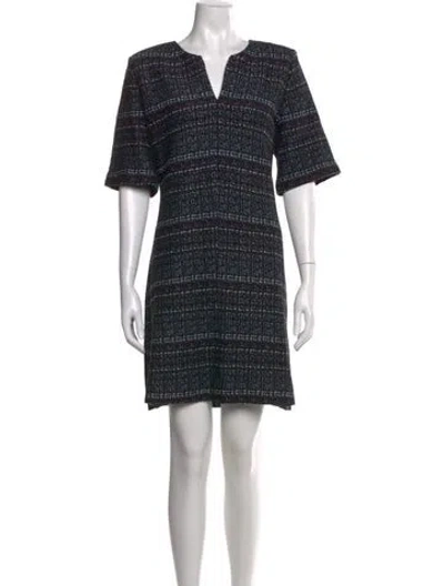 Pre-owned St John Tweed Pattern Mini Dress In Multi