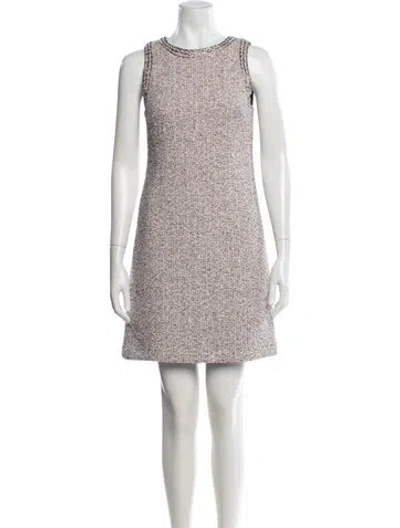 Pre-owned St John Tweed Pattern Mini Dress In Multi