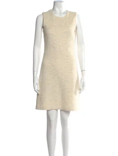 Pre-owned St John Tweed Pattern Mini Dress In Neutral