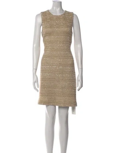 Pre-owned St John Tweed Pattern Mini Dress In Neutral