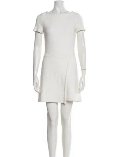 Pre-owned St John Tweed Pattern Mini Dress In Neutrals