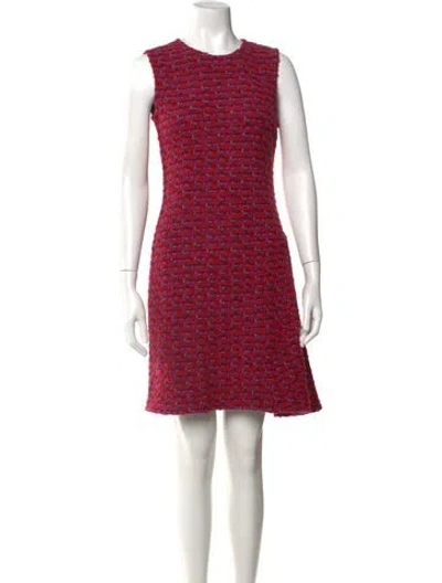 Pre-owned St John Tweed Pattern Mini Dress In Purple