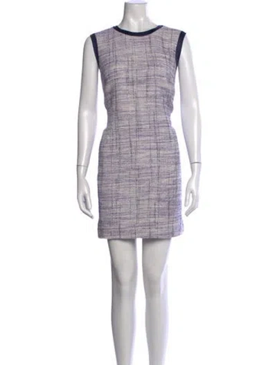 Pre-owned St John Tweed Pattern Mini Dress In Purple
