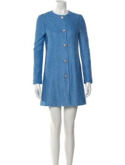 Pre-owned St John Tweed Pattern Mini Dress W/ Tags In Blue