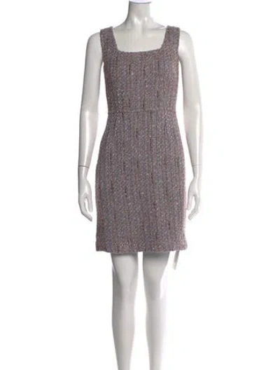 Pre-owned St John Tweed Pattern Mini Dress W/ Tags In Neutrals