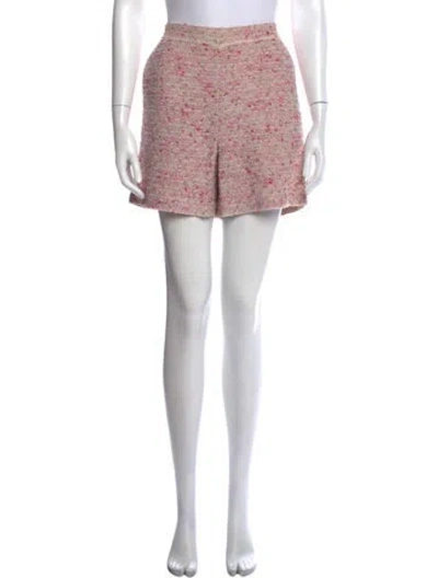 Pre-owned St John Tweed Pattern Mini Shorts In Burgundy