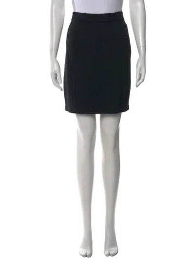 Pre-owned St John Tweed Pattern Mini Skirt In Black