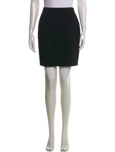 Pre-owned St John Tweed Pattern Mini Skirt In Black