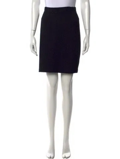 Pre-owned St John Tweed Pattern Mini Skirt In Black