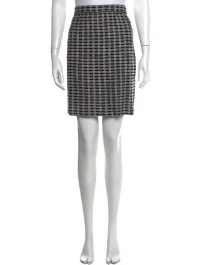 Pre-owned St John Tweed Pattern Mini Skirt In Black/neutrals