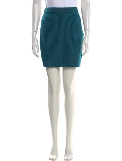 Pre-owned St John Tweed Pattern Mini Skirt In Blue