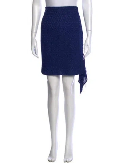Pre-owned St John Tweed Pattern Mini Skirt In Blue