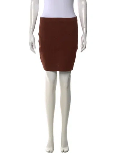 Pre-owned St John Tweed Pattern Mini Skirt In Brown