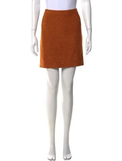Pre-owned St John Tweed Pattern Mini Skirt In Brown