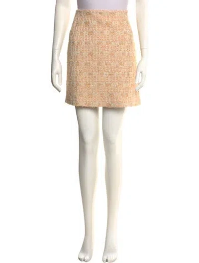 Pre-owned St John Tweed Pattern Mini Skirt In Gold