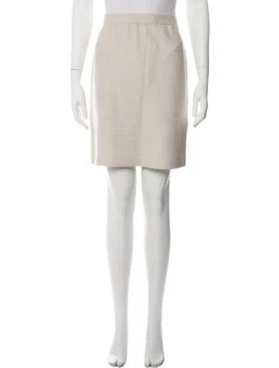 Pre-owned St John Tweed Pattern Mini Skirt In Metallic/neutrals