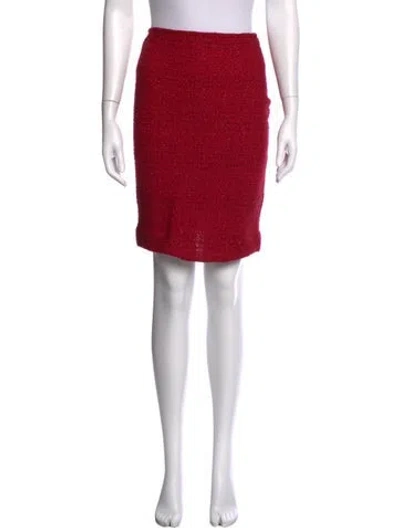 Pre-owned St John Tweed Pattern Mini Skirt In Metallic/red