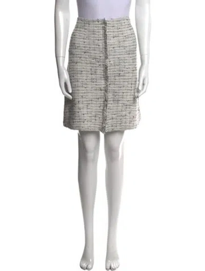 Pre-owned St John Tweed Pattern Mini Skirt In Neutral