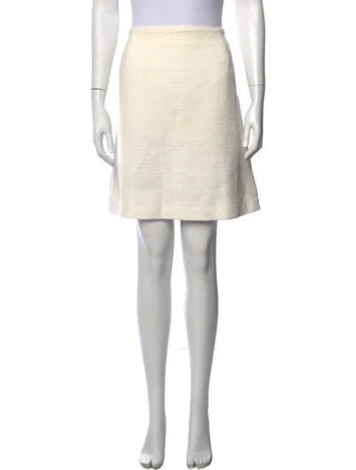 Pre-owned St John Tweed Pattern Mini Skirt In Neutral
