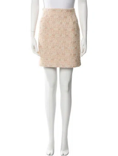 Pre-owned St John Tweed Pattern Mini Skirt In Orange