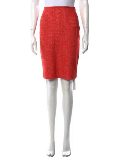 Pre-owned St John Tweed Pattern Mini Skirt In Orange