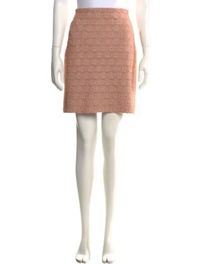 Pre-owned St John Tweed Pattern Mini Skirt In Pink