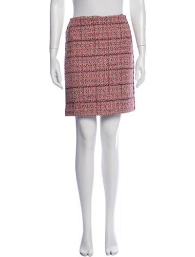 Pre-owned St John Tweed Pattern Mini Skirt In Pink