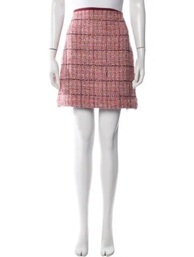 Pre-owned St John Tweed Pattern Mini Skirt In Pink