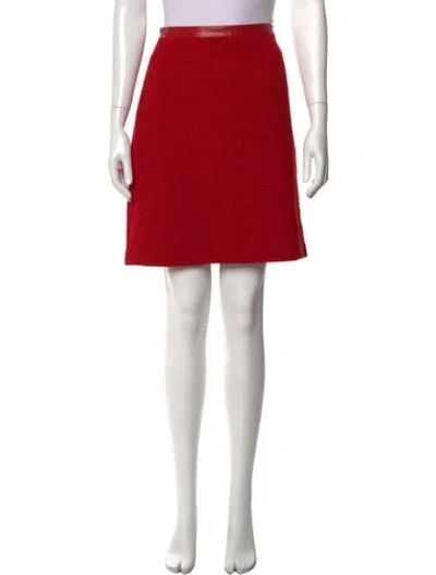 Pre-owned St John Tweed Pattern Mini Skirt In Red