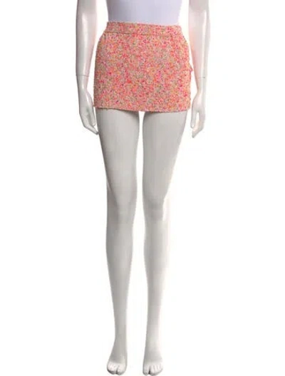 Pre-owned St John Tweed Pattern Mini Skirt W/ Tags In Orange