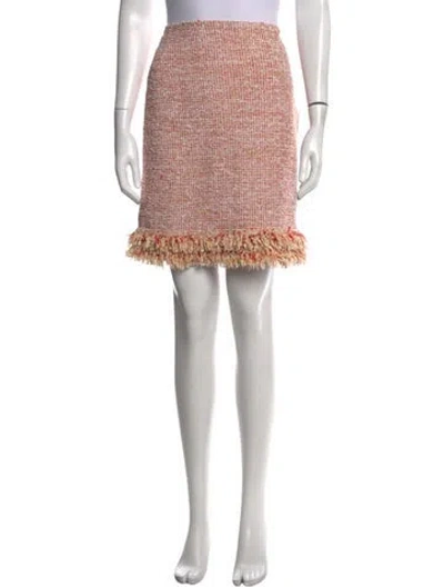 Pre-owned St John Tweed Pattern Mini Skirt In White