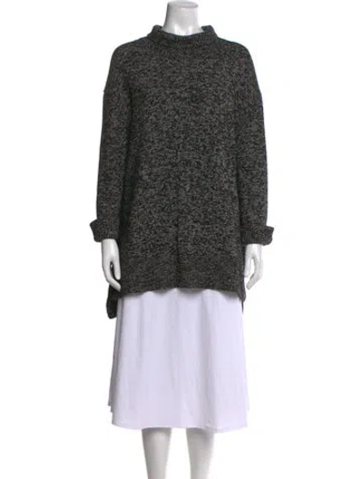 Pre-owned St John Tweed Pattern Mock Neck Sweater In Gold