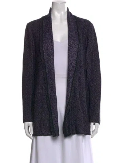 Pre-owned St John Tweed Pattern Open Front Sweater In Purple