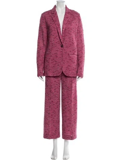 Pre-owned St John Tweed Pattern Pantsuit W/ Tags In Pink