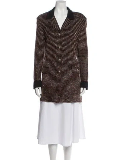 Pre-owned St John Tweed Pattern Peacoat In Multi
